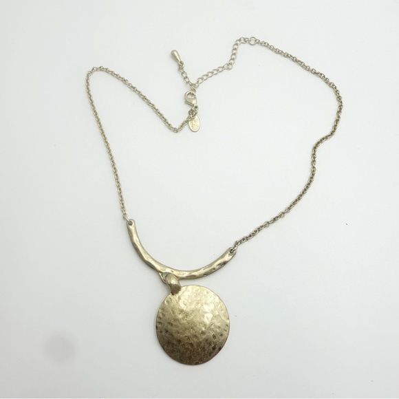 LIA SOPHIA Matte Gold Tone Hammered
Disk Signed Necklace - Picture 8 of 10